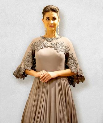 Mauve Colored Cape Gown 2