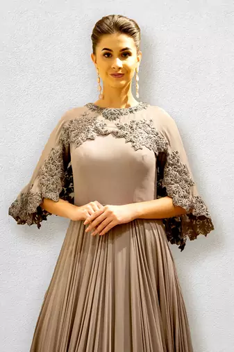 Mauve Colored Cape Gown