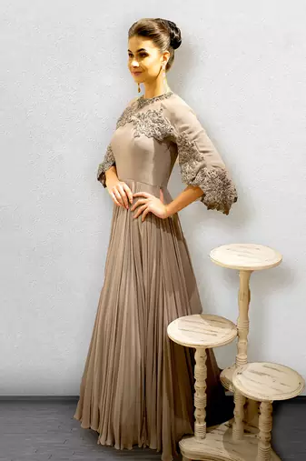Mauve Colored Cape Gown