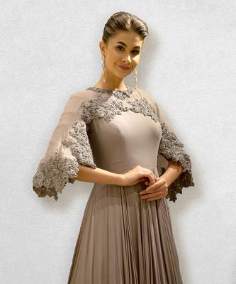 Mauve Colored Cape Gown 4