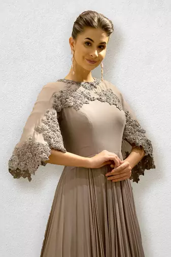 Mauve Colored Cape Gown