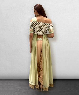 Peach and Mint Green Dhoti Salwar offshoulder Top 4