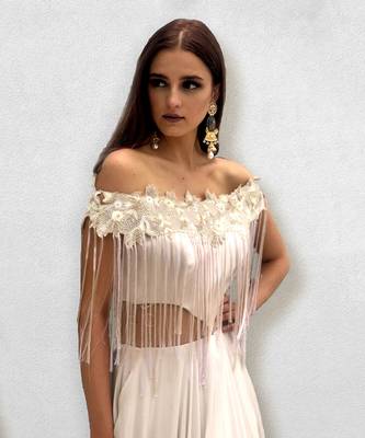 Nude Off Shoulder Hawing Gown 2