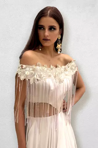 Nude Off Shoulder Hawing Gown