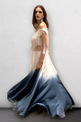 Nude Off Shoulder Hawing Gown