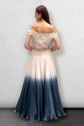 Nude Off Shoulder Hawing Gown
