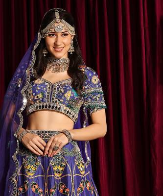 Purple Printed Heavy Lehenga With Mirror Embroidery 2