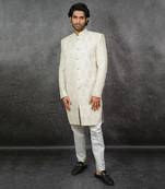 White Embroidered Indowestern Sherwani