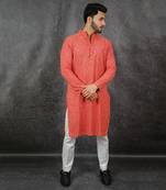 Dark Peach Embroidered Kurta