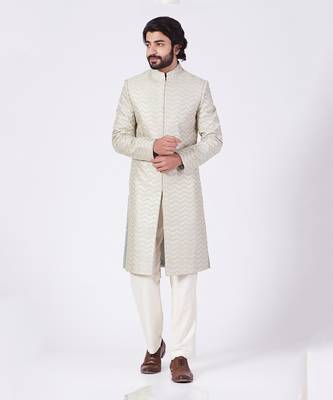 Mint Green Sherwani Set With Embroidery 1