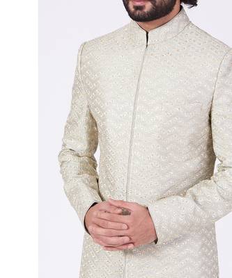 Mint Green Sherwani Set With Embroidery 3