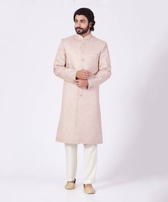 Blush Pink Sherwani Set With Embroidery 1