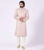 Blush Pink Sherwani Set With Embroidery