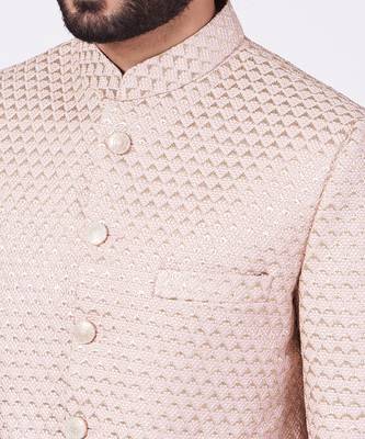 Blush Pink Sherwani Set With Embroidery 3