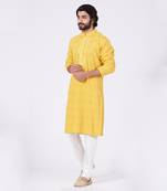 Yellow Hand Embroidered Kurta