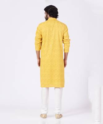 Yellow Hand Embroidered Kurta 2