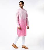 Pink Ombre Embroidered Kurta