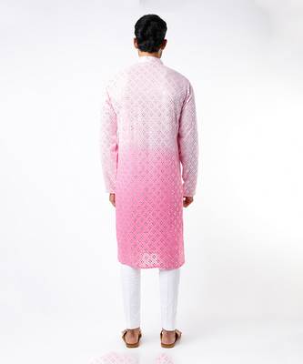 Pink Ombre Embroidered Kurta 2