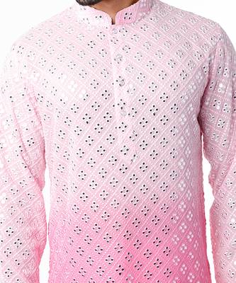 Pink Ombre Embroidered Kurta 3