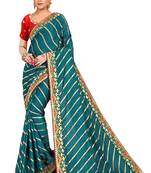 Multicolor embroidered silk blend saree with blouse