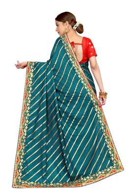 Multicolor embroidered silk blend saree with blouse 2