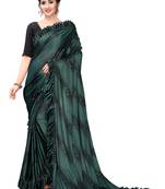 Green Printed Lycra Saree With Blouse