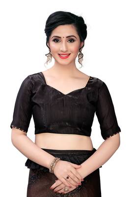 Brown Printed Lycra Saree With Blouse 5