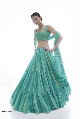 Sea Green Fancy Lehenga Choli With Dupatta Set 2