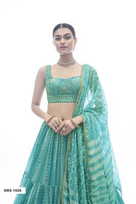 Sea Green Fancy Lehenga Choli With Dupatta Set 3