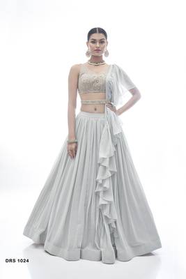 Grey fancy lehenga Choli Dupatta 1