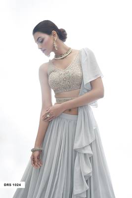 Grey fancy lehenga Choli Dupatta 3