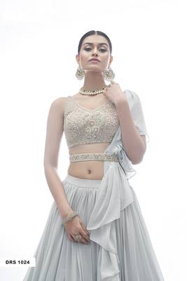 Grey fancy lehenga Choli Dupatta 4