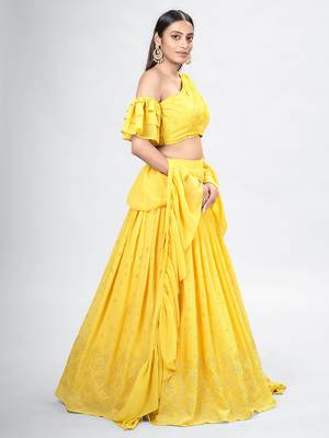Yellow Color Party Wear Lehenga Choli With Dupatta Set 2