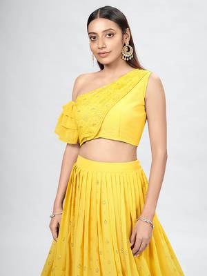 Yellow Color Party Wear Lehenga Choli With Dupatta Set 3