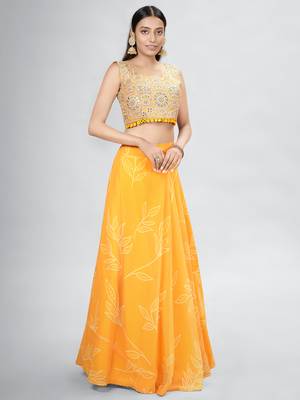 Yellow Color Jacket Base Lehenga Choli 2