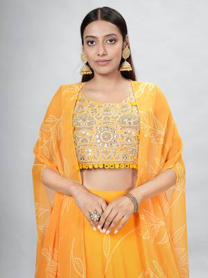 Yellow Color Jacket Base Lehenga Choli 3