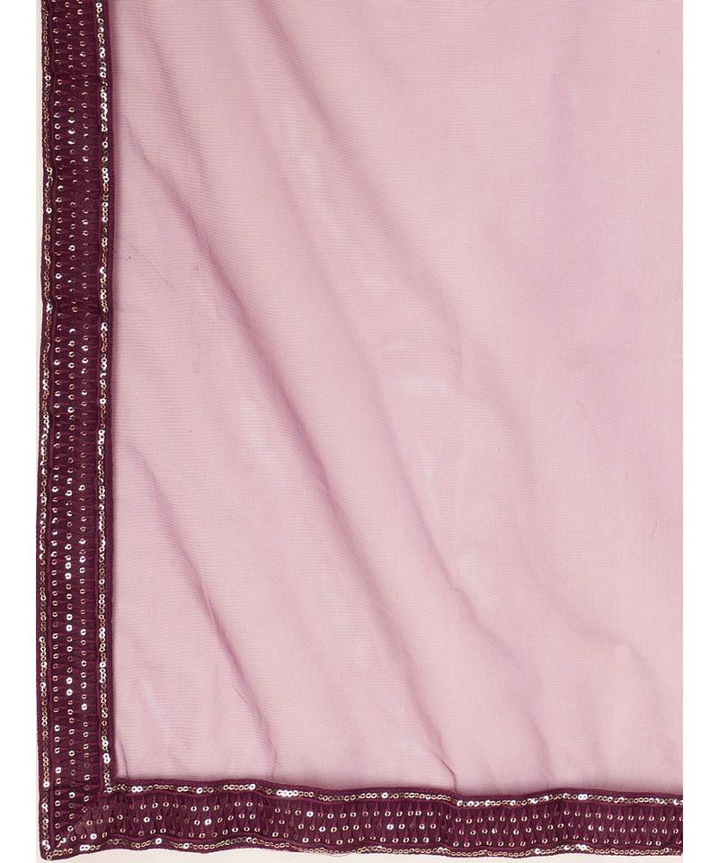 Purple Embroidered semi stitched Lehenga & unstitched blouse with dupatta