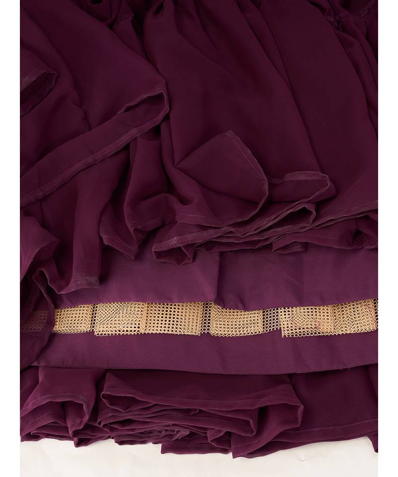 Purple Embroidered semi stitched Lehenga & unstitched blouse with dupatta