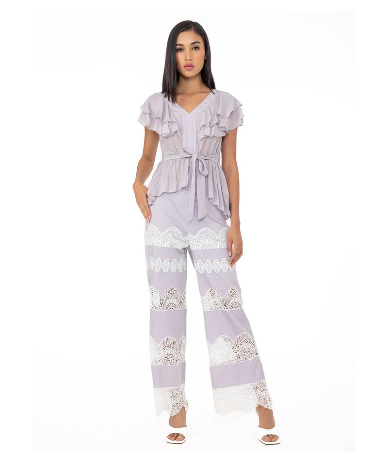 Ruffled Top with Cinched Waist