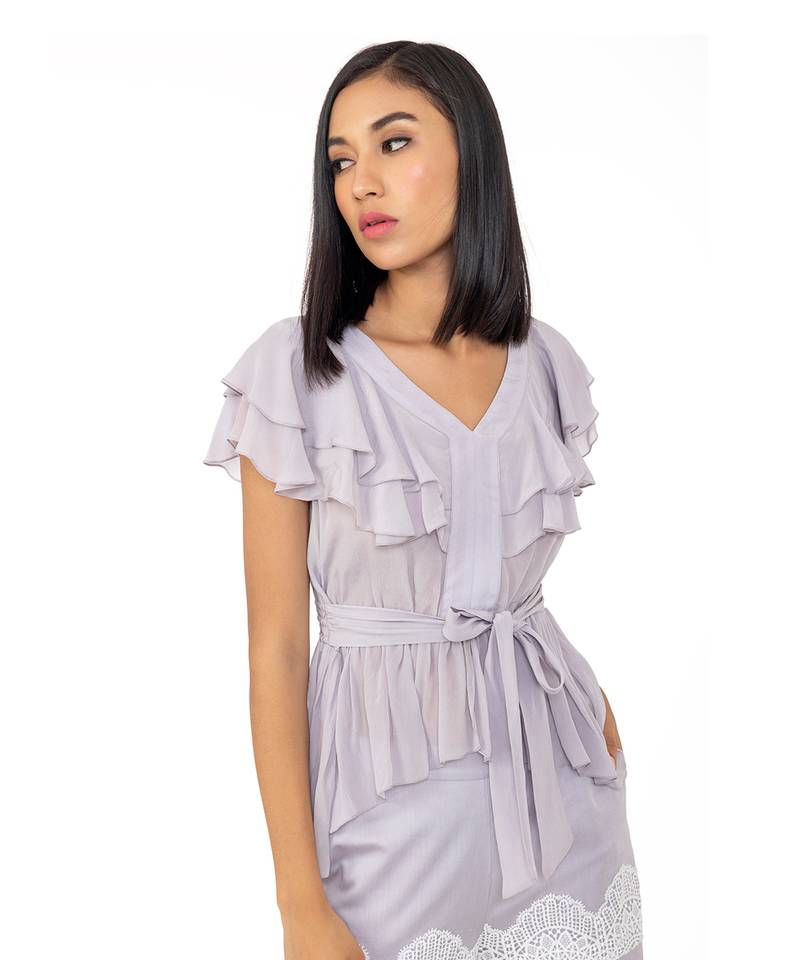 Ruffled Top with Cinched Waist
