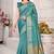 Blue brasso cotton silk saree with blouse