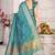 Blue brasso cotton silk saree with blouse
