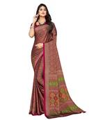 Pink printed chiffon saree with blouse