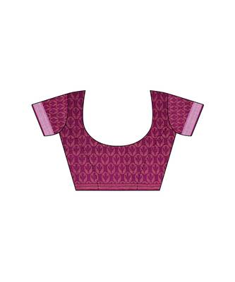 Purple printed linen saree with blouse 5