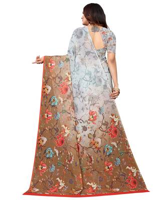 Multicolor printed georgette saree with blouse 2