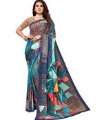 Multicolor printed georgette saree with blouse
