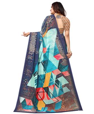 Multicolor printed georgette saree with blouse 2