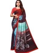 Multicolor printed georgette saree with blouse