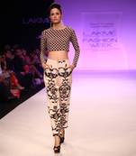 Payal Singhal Farheen Black Blush Printed Crepe Straight Pant