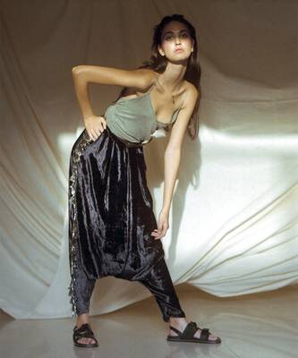 Payal Singhal Navy Velvet Low Crotch Pant 1